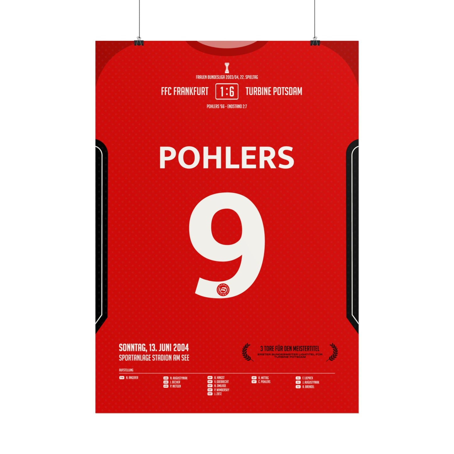 Conny Pohlers  | 9 • "Drei Tore für die Meisterschaft" • 13.06.2004